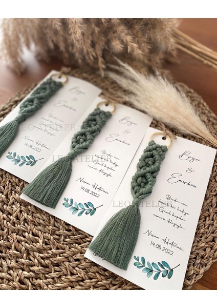 El Örmesi Makrome Anahtarlık Düğün Kına Söz Sünnet Nişan Için Hediyelik-10 Adet