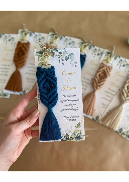 El Örmesi Makrome Anahtarlık Düğün Kına Söz Sünnet Nişan Için Hediyelik-10 Adet