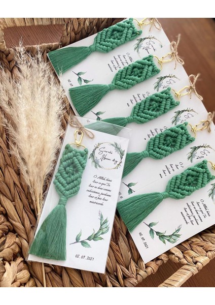 El Örmesi Makrome Anahtarlık Düğün Kına Söz Sünnet Nişan Için Hediyelik -25 Adet