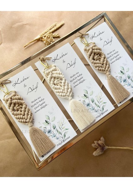 El Örmesi Makrome Anahtarlık Düğün Kına Söz Sünnet Nişan Için Hediyelik-10 Adet