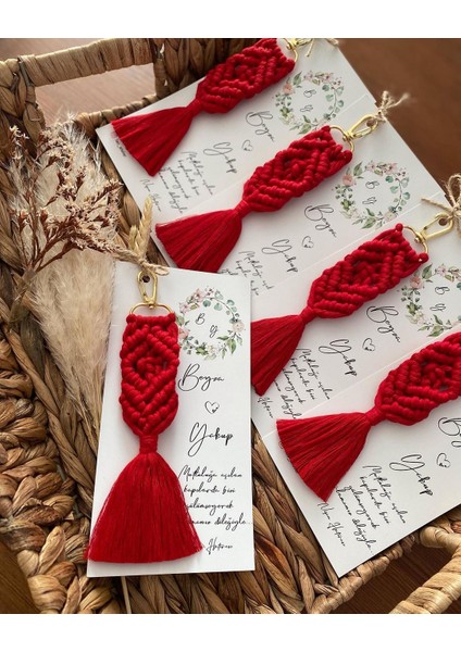 El Örmesi Makrome Anahtarlık Düğün Kına Söz Sünnet Nişan Için Hediyelik -25 Adet