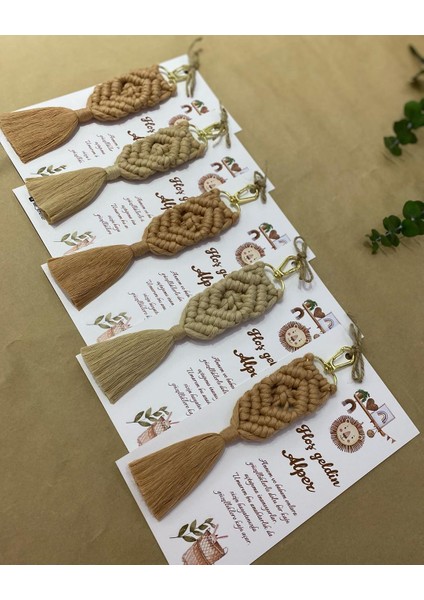 El Örmesi Makrome Anahtarlık Düğün Kına Söz Sünnet Nişan Için Hediyelik-10 Adet