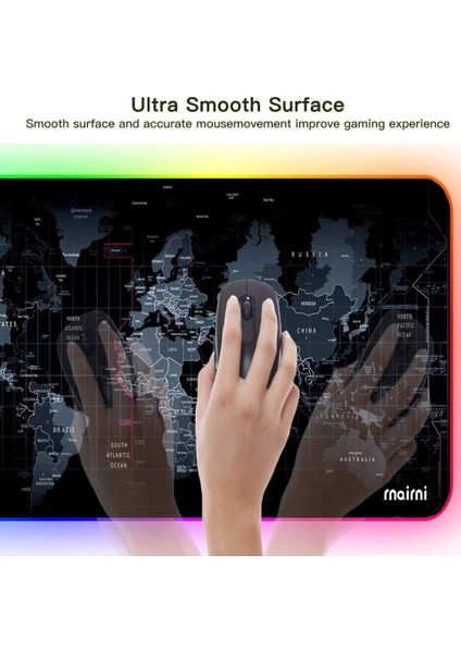 90X40 Rgb Dünya Desenli Mouse Pad LED Işıklı Baskısız Siyah Renk Gaming Mousepad fiyatları