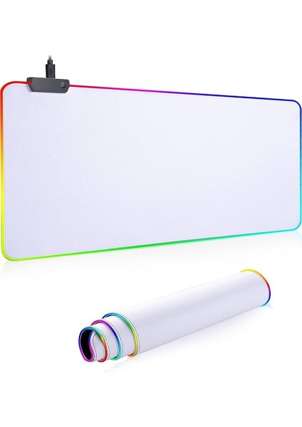 Rgb Beyaz Mousepad 80X30 cm 13 Farklı Renk Modu Su Geçirmez Oyuncu Gaming Xl Mausepad modelleri