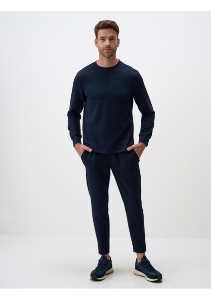 Lacivert Bisiklet Yaka Uzun Kollu Erkek Sweatshirt
