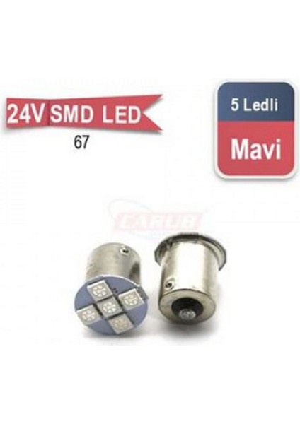 Ampul 24V 5 LED 67 Smd Mavi 13