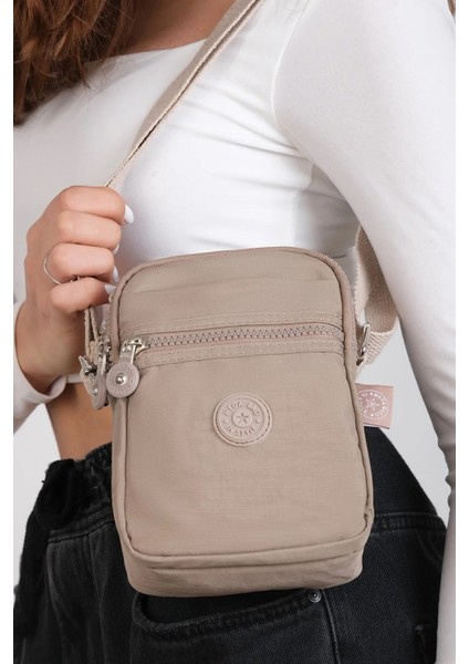 Eliteshop elite Nova Shopping Krinkıl Su Geçirmez Ithal Kumaş Küçük Çapraztelefon Çantası 14*9 cm -3 Fermuarlı