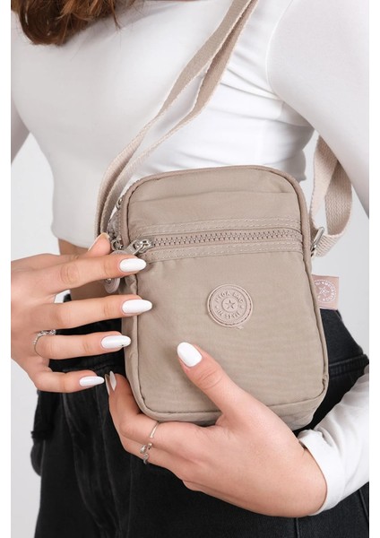 Eliteshop elite Nova Shopping Krinkıl Su Geçirmez Ithal Kumaş Küçük Çapraztelefon Çantası 14*9 cm -3 Fermuarlı