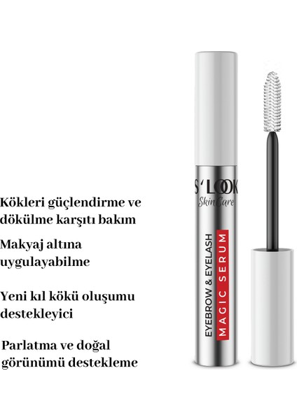 S’look Eyebrow & Eyelash Magıc Serum Besleyici Uzatıcı Doğal Bakım Kaş Kirpik Serumu 5 ml