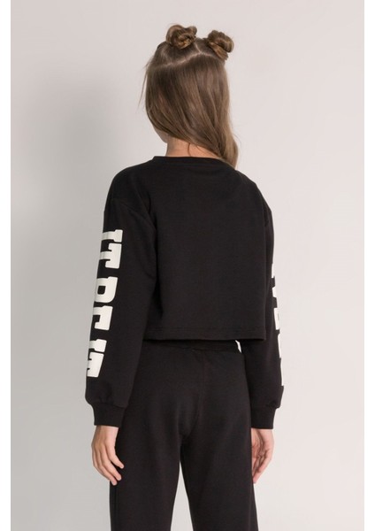 10-15 Yaş Kız Çocuk Crop Sweat ve Eşofman Altı 3'lü Takım fırsatları