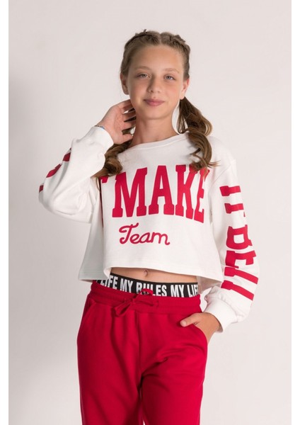 10-15 Yaş Kız Çocuk Crop Sweat ve Eşofman Altı 3'lü Takım fiyatları