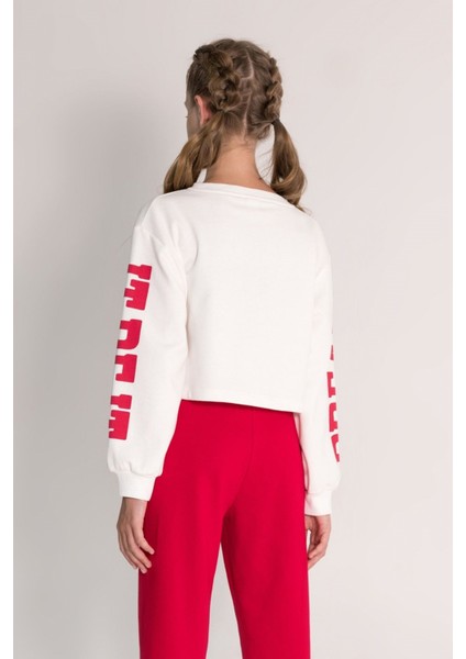 10-15 Yaş Kız Çocuk Crop Sweat ve Eşofman Altı 3'lü Takım modelleri