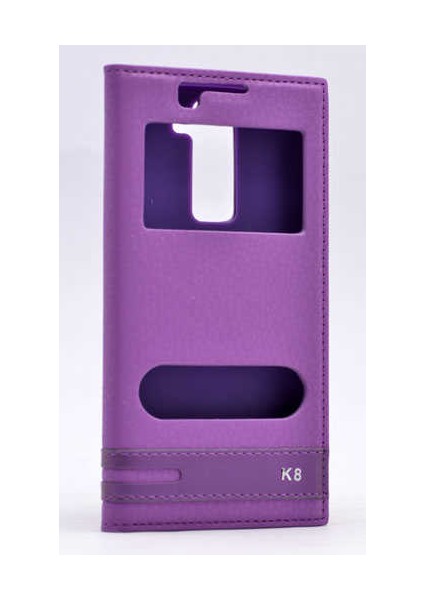 Lg K8 Kılıf Elite Pencereli Kapaklı Suni Deri Kılıf