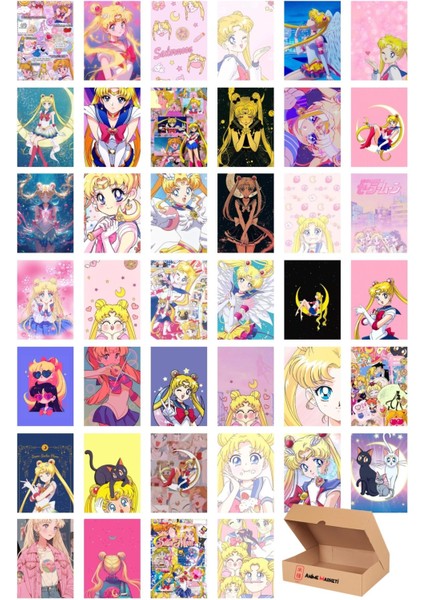 Sailor Moon Temalı Duvar Poster Seti - Ay Savaşçısı Poster Seti - 40 Adet Poster - Yapışkanlı Kaliteli Poster Seti