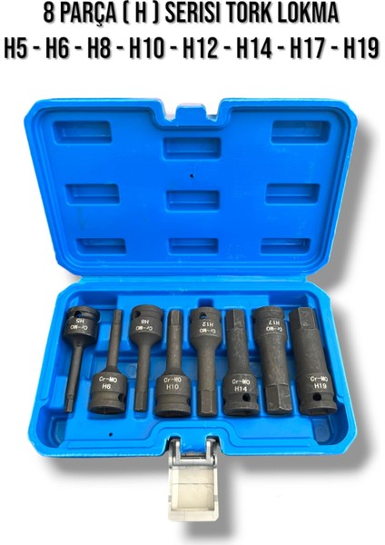 8 Parça 1/2" Allen Anahtar Seti Matkap Uçları Dayanıklı Krom Molibden Çelik Endüstriyel Aletler