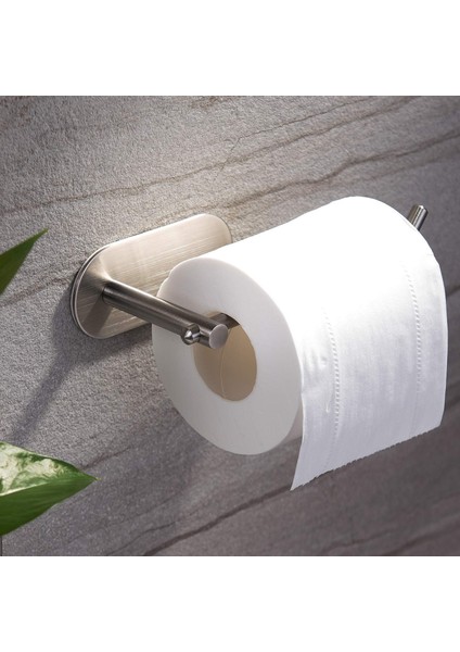 DELTAHOME Paslanmaz Çelik Yapışkanlı Kağıt Havluluk 2 Adet Banyo Askısı ve Tuvalet Kağıtlığı Set INOX