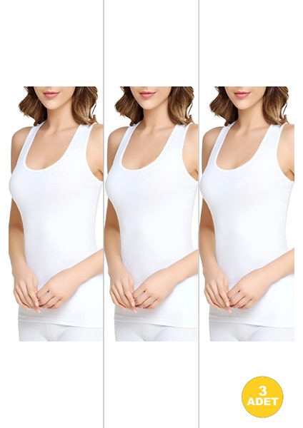 Kadın Kelebek Motifli Geniş Askılı Atlet 3'lü Paket