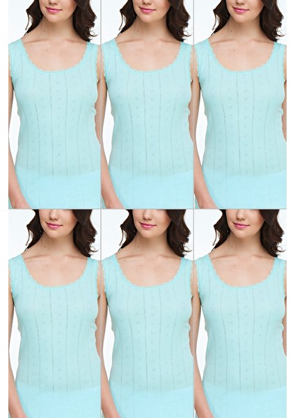 Kadın Renkli Geniş Askılı Jakarlı Atlet 6'lı Paket fiyatları