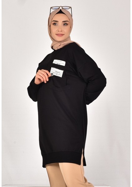 10597 Puane Iki Iplik Kumaş Cep ve Yazı Detaylı Sweatshirt fiyatları