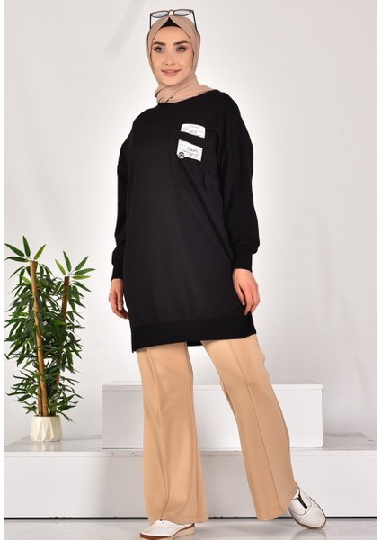 10597 Puane Iki Iplik Kumaş Cep ve Yazı Detaylı Sweatshirt fırsatları