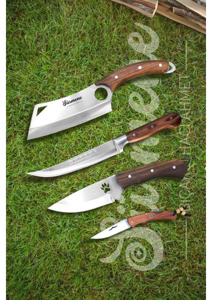 4lü Set El Yapımı Sürmene Dörtlü Kamp Bıçağı Kamp Çakısı Nakiri Avcı Kamp Çakısı Avcı Set