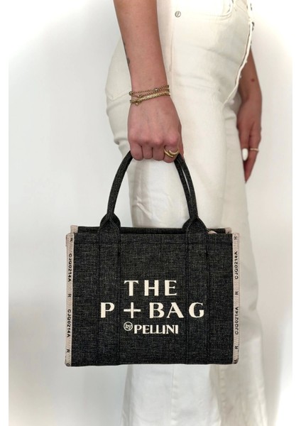The P+Bag El ve Omuz Küçük Çanta Koyu Gri