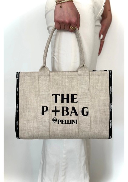 The P+Bag El ve Omuz Büyük Çanta Krem