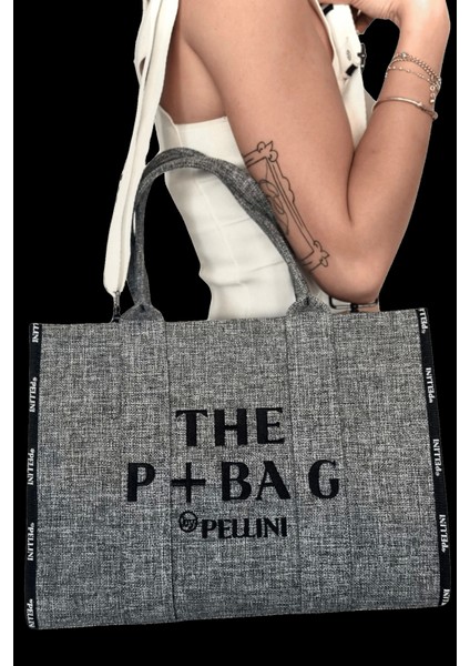 The P+Bag El ve Omuz Büyük Çanta Açık Gri fiyatları