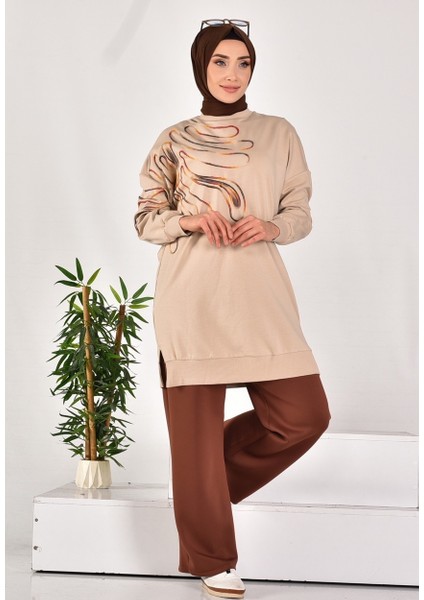 10583 Puane Iki Iplik Kumaş Örgü Desenli Sweatshirt fiyatları