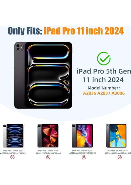 Ipad Pro 11 Inç 2024 M4 Kılıf Kalem Şarj Bölmeli Stadlı Uyku Modlu Arkası Silikon Akıllı Case