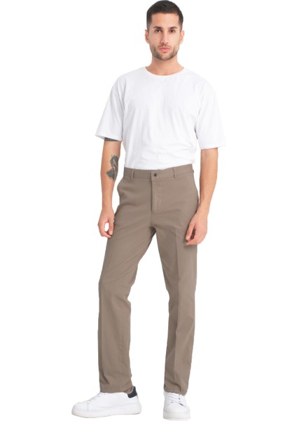 Erkek Toprak Rengi Cepli Casual Chino Regular Kesim Likralı Kanvas Pantolon