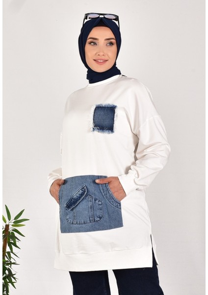 10560 Puane Iki Iplik Kumaş Kot Kanguru Cepli Sweatshirt fırsatları