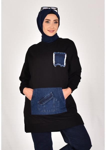 10560 Puane Iki Iplik Kumaş Kot Kanguru Cepli Sweatshirt modelleri
