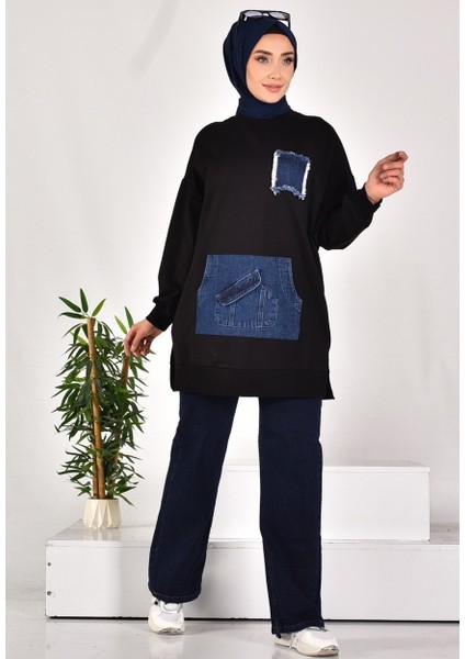10560 Puane Iki Iplik Kumaş Kot Kanguru Cepli Sweatshirt fırsatları