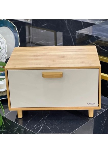 Muba Consept Eva Ekmek Kutusu Ekmek Dolabı Metal Kapaklı Bambu Ekmeklik