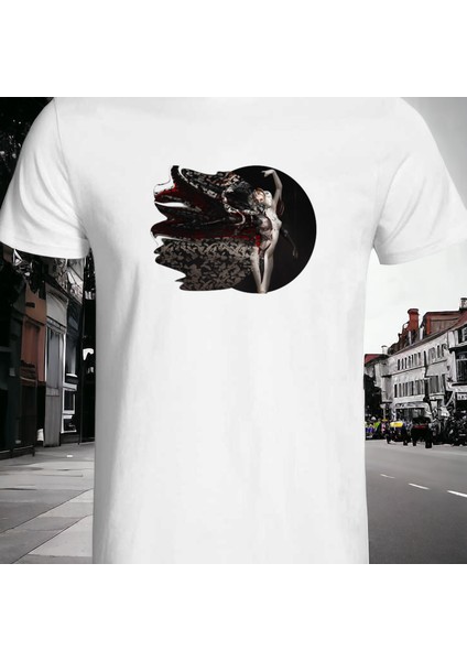 Özel Kadın Tasarımlı Ön Taraf Baskılı Handmade Exclusıve Beyaz T-Shirt Tişört modelleri