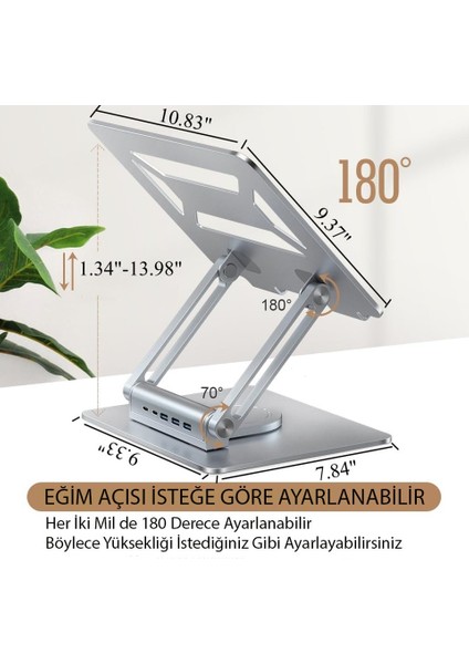 SpinFlex 360° Döner Laptop Standı – Ayarlanabilir ve Ergonomik Çalışma Çözümü