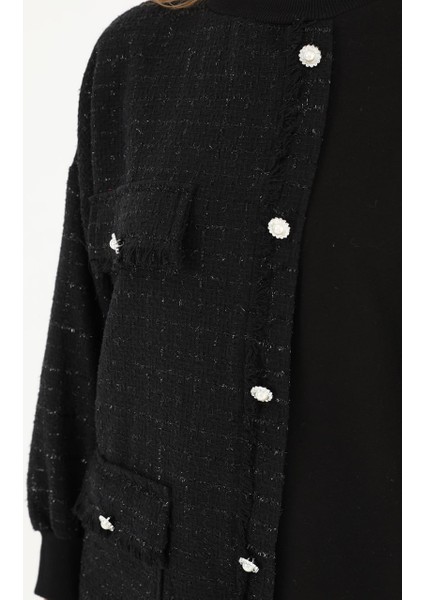 10550 Puane Iki Iplik Kumaş Örgü Detaylı Sweatshirt fırsatları
