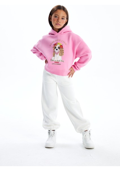 Cute Dog - Kapşonlu ve Içi Şardonlu Dijital Baskılı Sweatshirt - Pembe Renk fiyatları