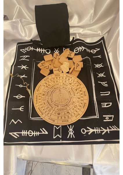 Rune Semboli Taşları Run Taşları Örtüsü Pandül Tahtası Pirinç Pandül Sunak Nordic Runes Sarkaç Seti fiyatları
