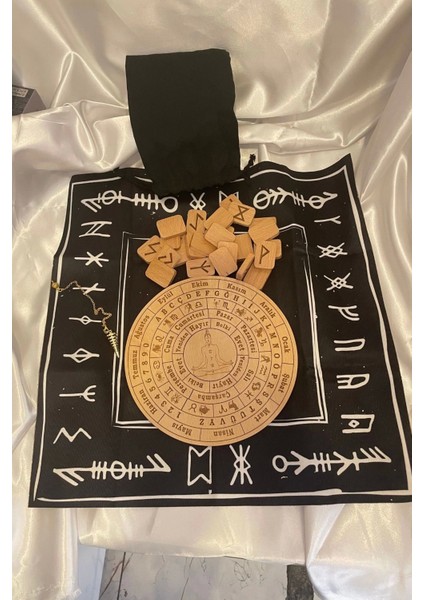 Rune Semboli Taşları Run Taşları Örtüsü Pandül Tahtası Pirinç Pandül Sunak Nordic Runes Sarkaç Seti fırsatları