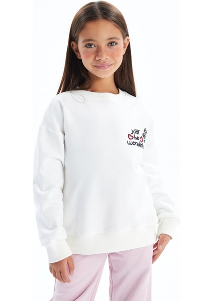 Sacaba - Bisiklet Yaka ve Içi Şardonlu Dijital Baskılı Sweatshirt - Beyaz Renk fiyatları