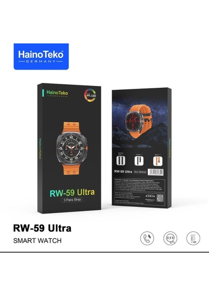 Haino Teko Yeni Rw 59 Watch Ultra Amoled Ekran 3 Kordon Akıllı Saat