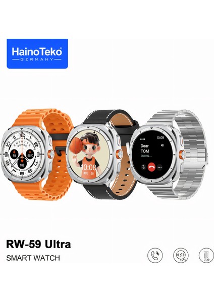 Haino Teko Yeni Rw 59 Watch Ultra Amoled Ekran 3 Kordon Akıllı Saat