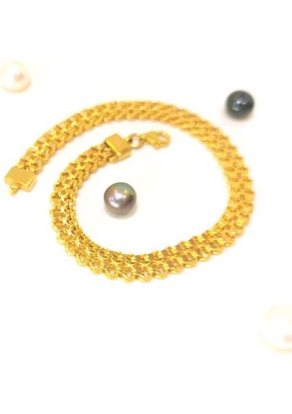 6mm Çİftli Güverseli Zincir Bileklik Künye 14 Ayar Altın HD VİDEOLU