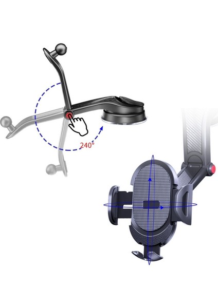 Alpotekno® Güçlü Vantuzlu Araç Içi Konsol Üstü Telefon Tutucu Aparat