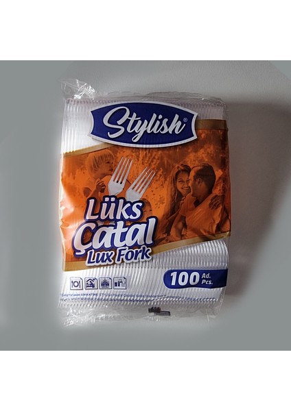 100'LÜ Lüks Sert Plastik, Desenli Kullan At Çatal - Kristal