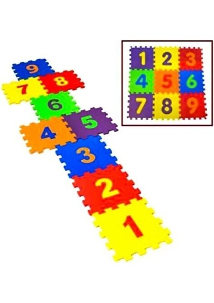 9 Parça Büyük Boy Rakamlı Sayılı Sünger Yapılı Oyun Karosu Yer Matı Puzzle Yapboz ROYALEKS-68803