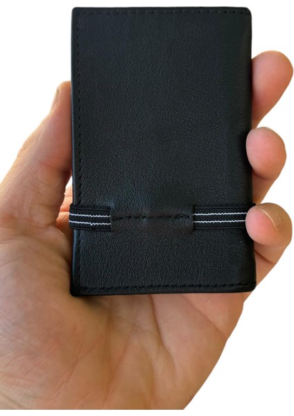 Siyah Deri Lastikli Dikey Model Unisex Kredi Kartlık - SD3022 fırsatları