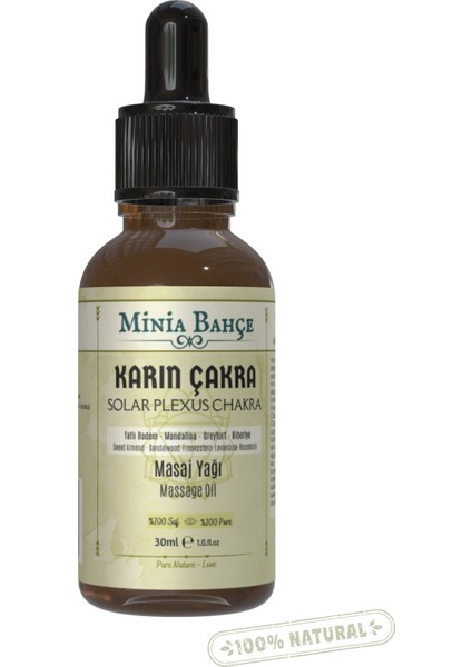 Karın Çakra Masaj Yağı, Solar Plexus  Chakra, 30ML, %100 Saf